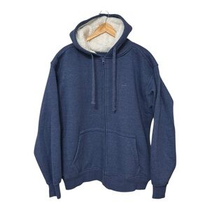 CUFFY’S | Men’s Sherpa Lined Full Zip Hoodie Sweatshirt in Blue, Size XL